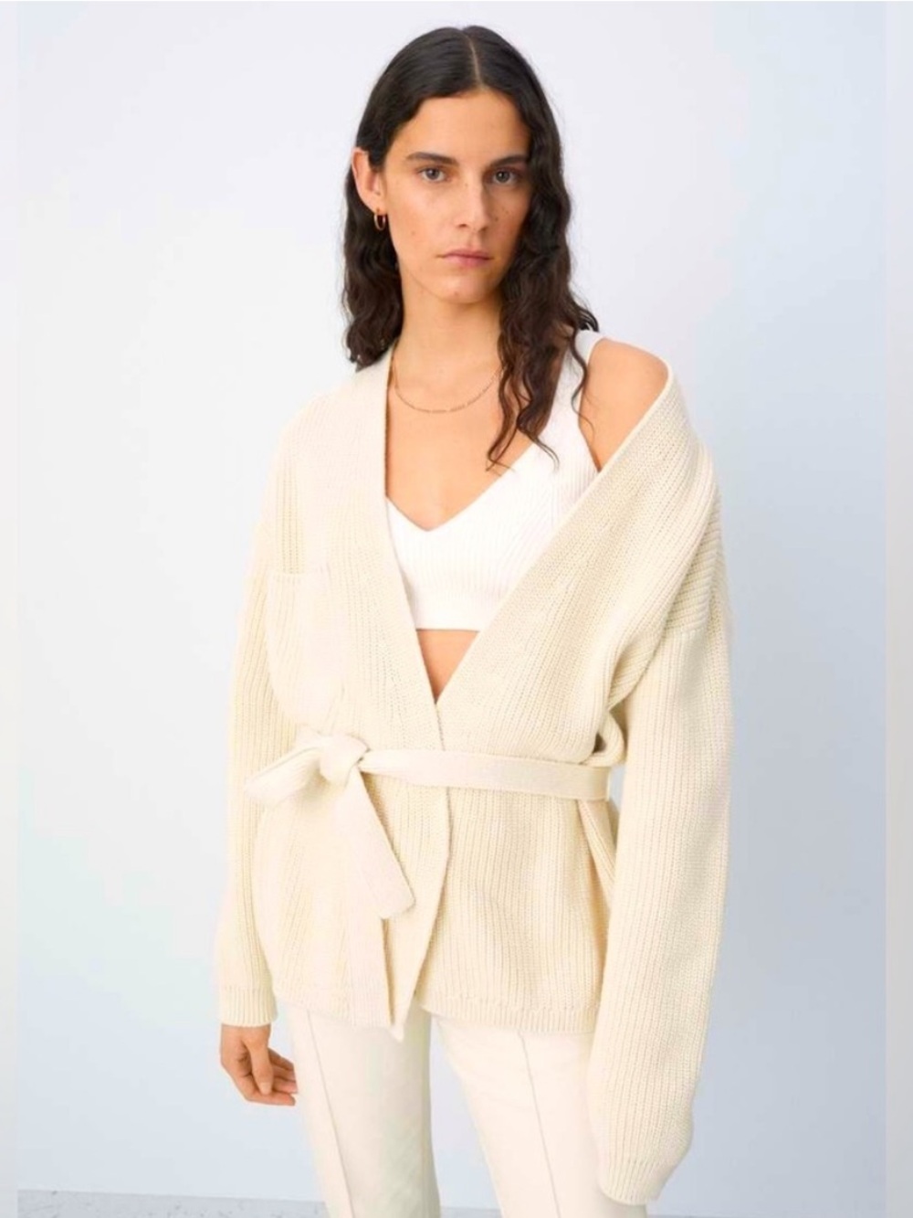 Closed Official Belted Wrap Tie Cotton Cardigan